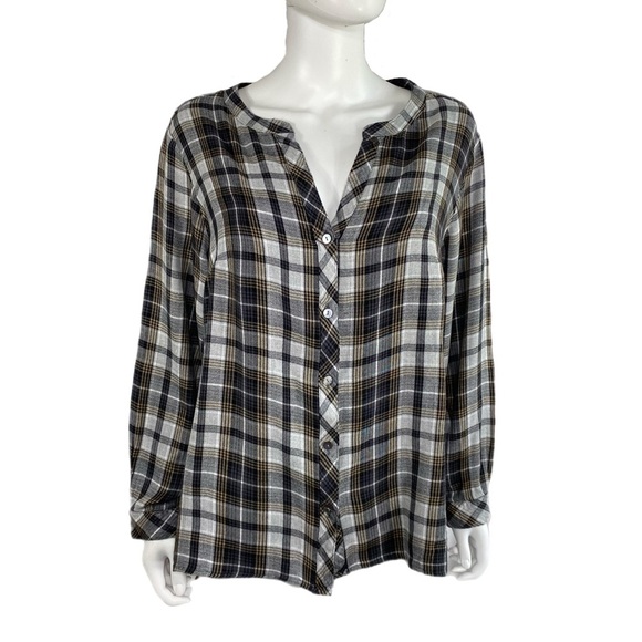 Workshop Republic Clothing Women’s Plaid Flannel Slouched Button Down - Picture 1 of 6